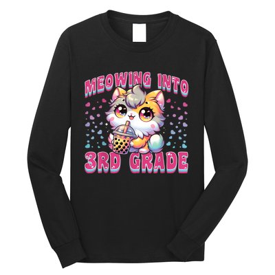 Cute Meowing Into 3rd Grade Cat For First Day Of 3rd Grade Long Sleeve Shirt