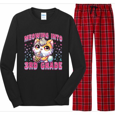 Cute Meowing Into 3rd Grade Cat For First Day Of 3rd Grade Long Sleeve Pajama Set