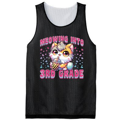 Cute Meowing Into 3rd Grade Cat For First Day Of 3rd Grade Mesh Reversible Basketball Jersey Tank