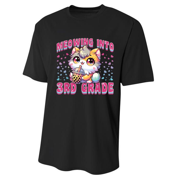 Cute Meowing Into 3rd Grade Cat For First Day Of 3rd Grade Performance Sprint T-Shirt