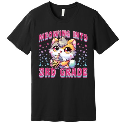 Cute Meowing Into 3rd Grade Cat For First Day Of 3rd Grade Premium T-Shirt