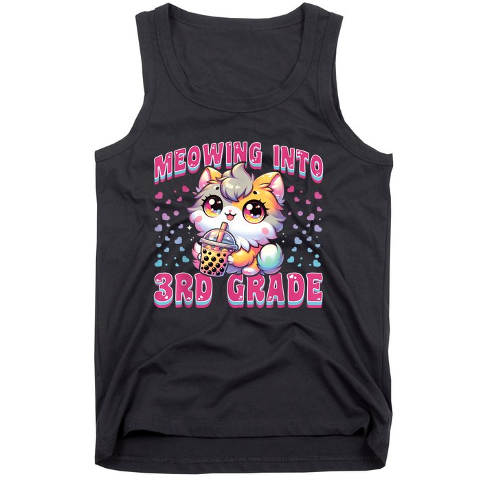 Cute Meowing Into 3rd Grade Cat For First Day Of 3rd Grade Tank Top