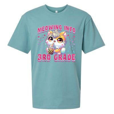 Cute Meowing Into 3rd Grade Cat For First Day Of 3rd Grade Sueded Cloud Jersey T-Shirt