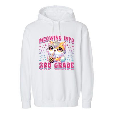 Cute Meowing Into 3rd Grade Cat For First Day Of 3rd Grade Garment-Dyed Fleece Hoodie