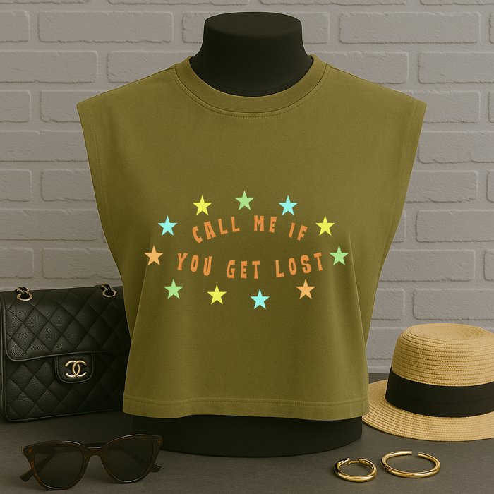Call Me If You Get Lost Star Garment-Dyed Women's Muscle Tee