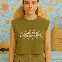 Call Me If You Get Lost Garment-Dyed Women's Muscle Tee
