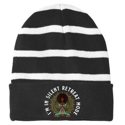 Cute Meditation Im In Silent Retreat Mode Boy Striped Beanie with Solid Band