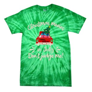 Christmas Movies In July Don't Judge Me Red Truck Xmas Tie-Dye T-Shirt