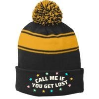 Call Me If You Get Lost Stripe Pom Pom Beanie