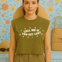 Call Me If You Get Lost Garment-Dyed Women's Muscle Tee