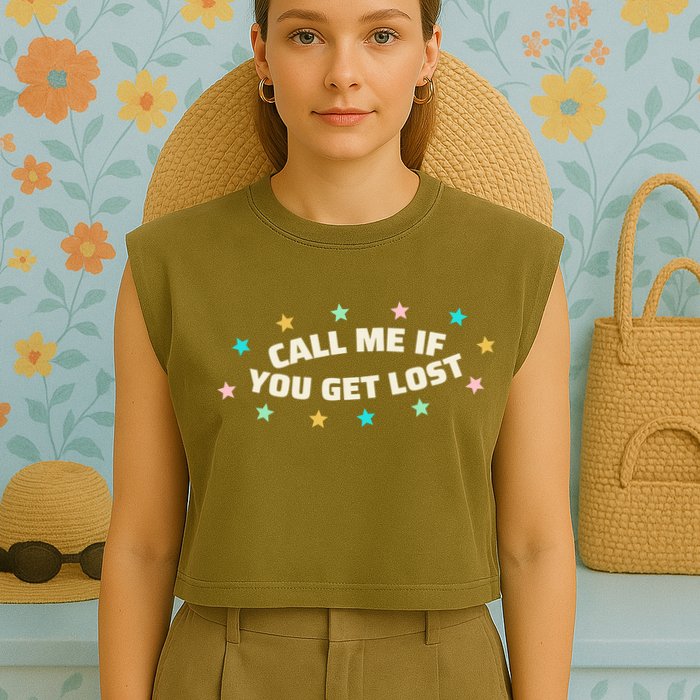 Call Me If You Get Lost Garment-Dyed Women's Muscle Tee
