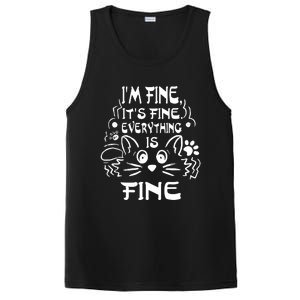 Cat Meme It's Fine I'm Fine Everything Is Fine Funny PosiCharge Competitor Tank