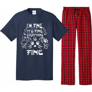 Cat Meme It's Fine I'm Fine Everything Is Fine Funny Pajama Set