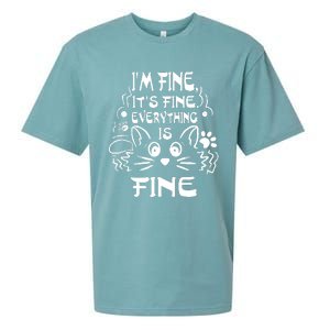 Cat Meme It's Fine I'm Fine Everything Is Fine Funny Sueded Cloud Jersey T-Shirt