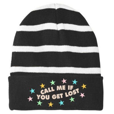 Call Me If You Get Lost Trendy Costume Striped Beanie with Solid Band