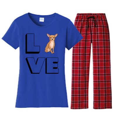 Chihuahua Mama I Love My Chihuahua Love Gift Women's Flannel Pajama Set