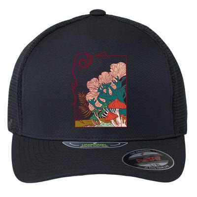 Cool Mushrooms Illustration Flexfit Unipanel Trucker Cap
