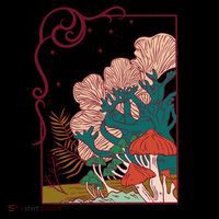 Cool Mushrooms Illustration 7-Panel Snapback Hat