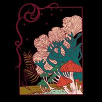 Cool Mushrooms Illustration Drawstring Bag