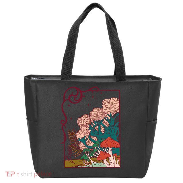 Cool Mushrooms Illustration Zip Tote Bag