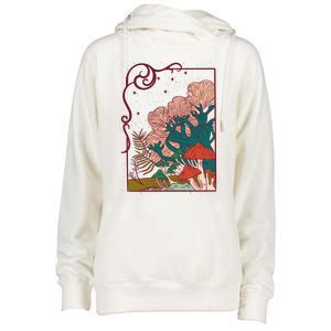 Cool Mushrooms Illustration Womens Funnel Neck Pullover Hood