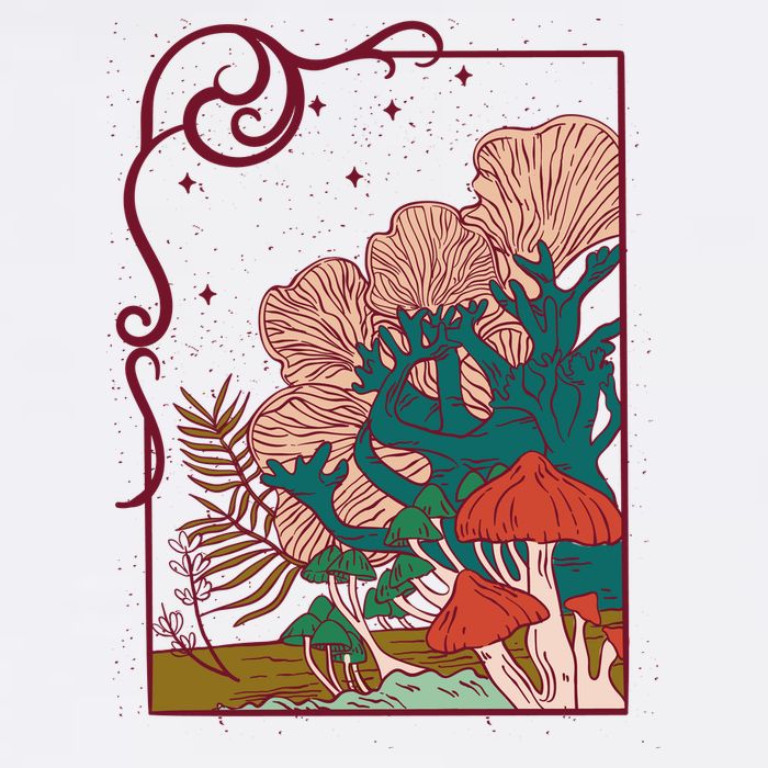 Cool Mushrooms Illustration Sustainable Bucket Hat