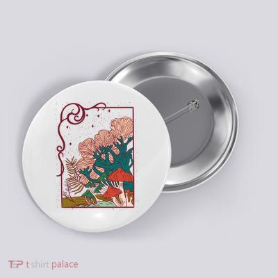Cool Mushrooms Illustration Button