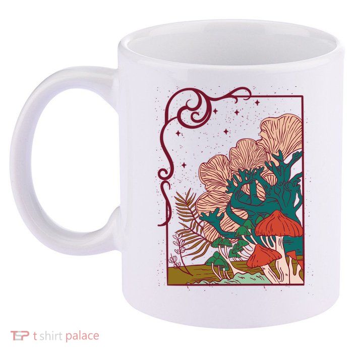 Cool Mushrooms Illustration 11oz C Handle Ceramic Mug