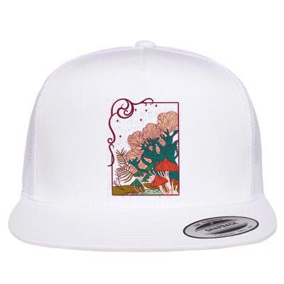 Cool Mushrooms Illustration Flat Bill Trucker Hat