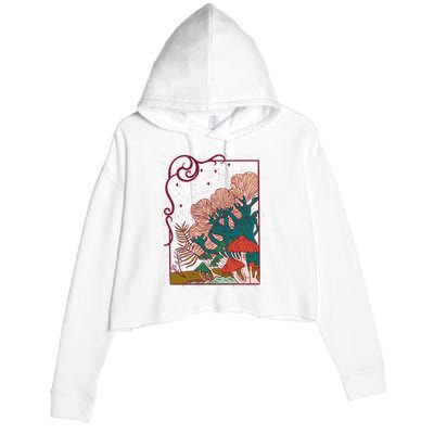 Cool Mushrooms Illustration Crop Fleece Hoodie