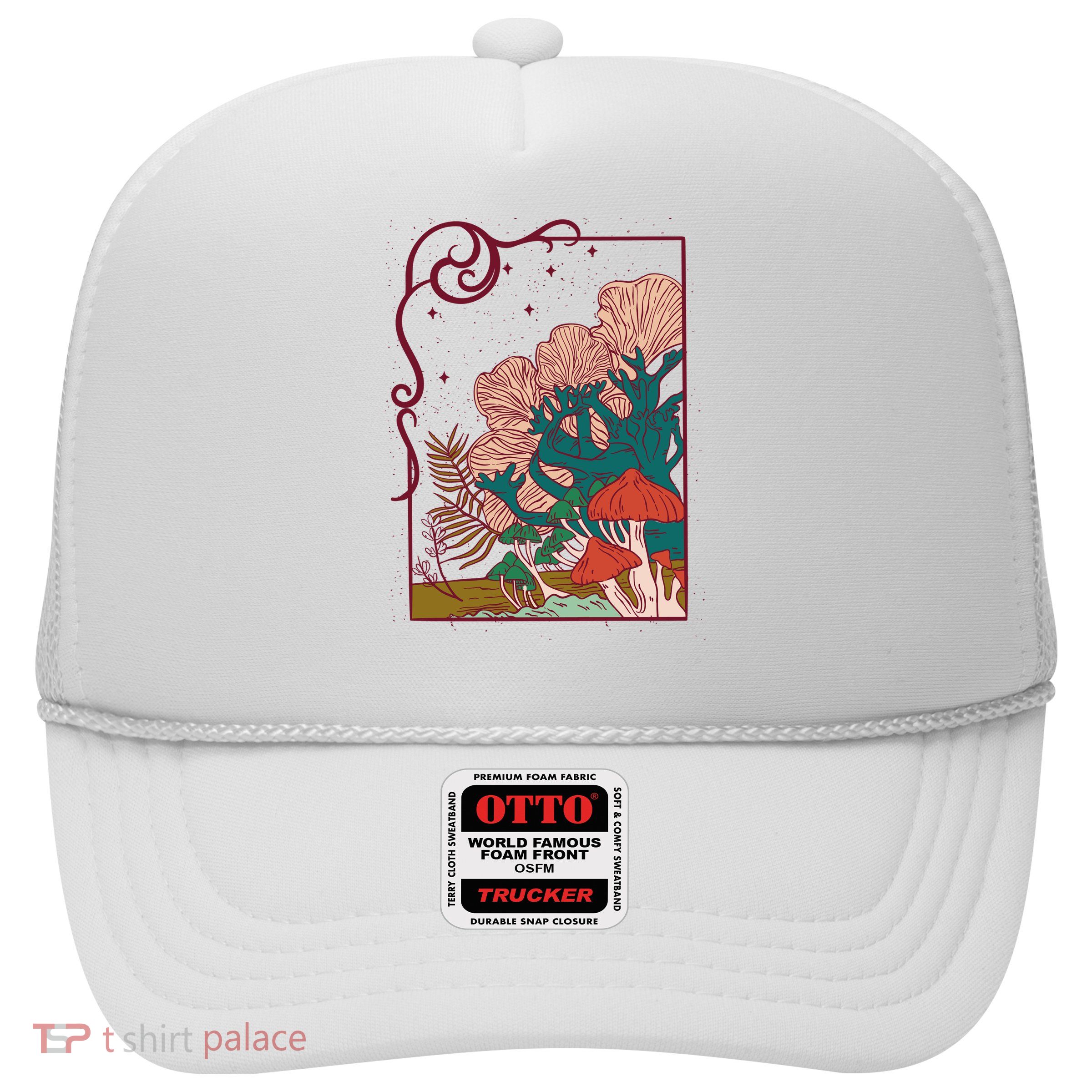 Cool Mushrooms Illustration Trucker Hat