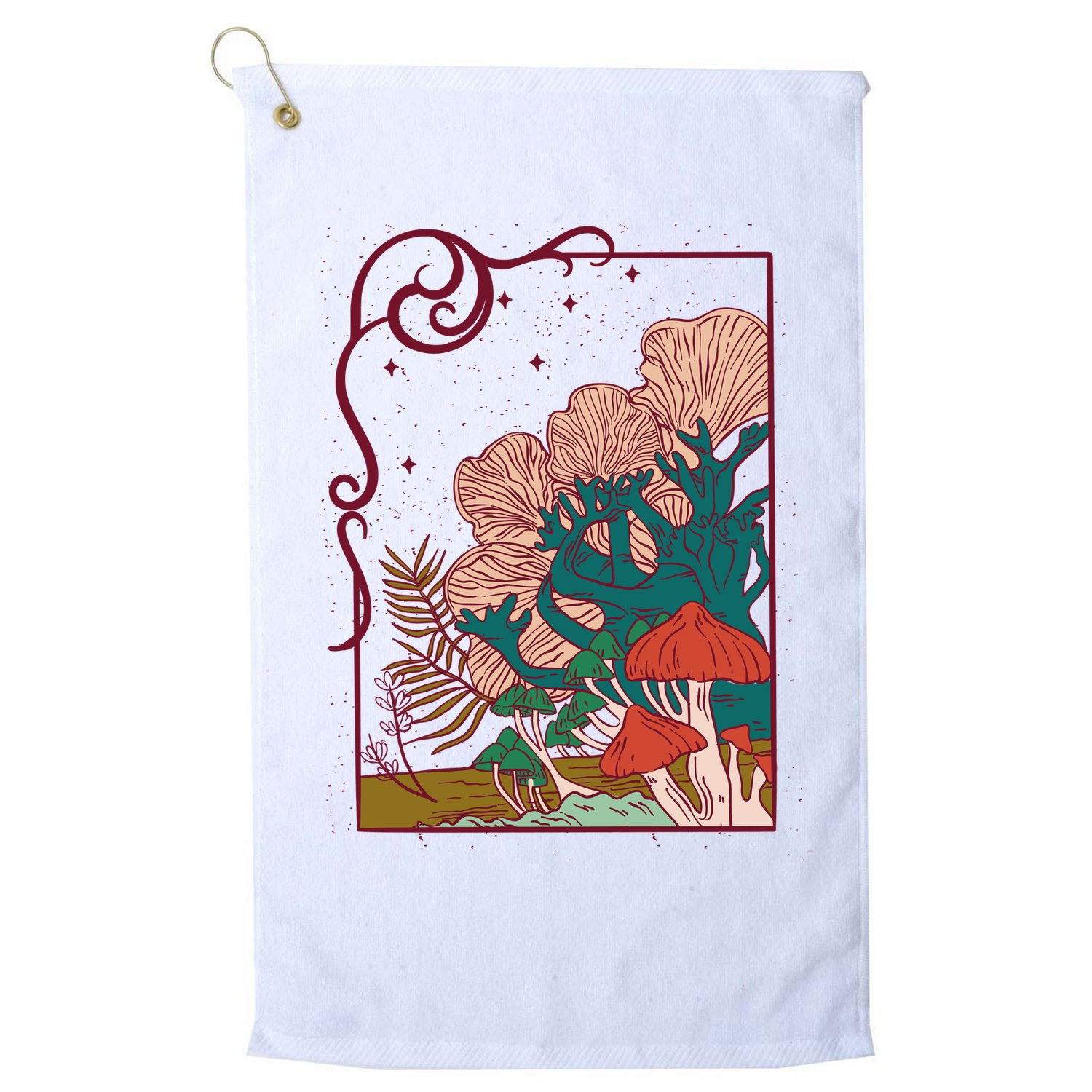 Cool Mushrooms Illustration Golf Towel