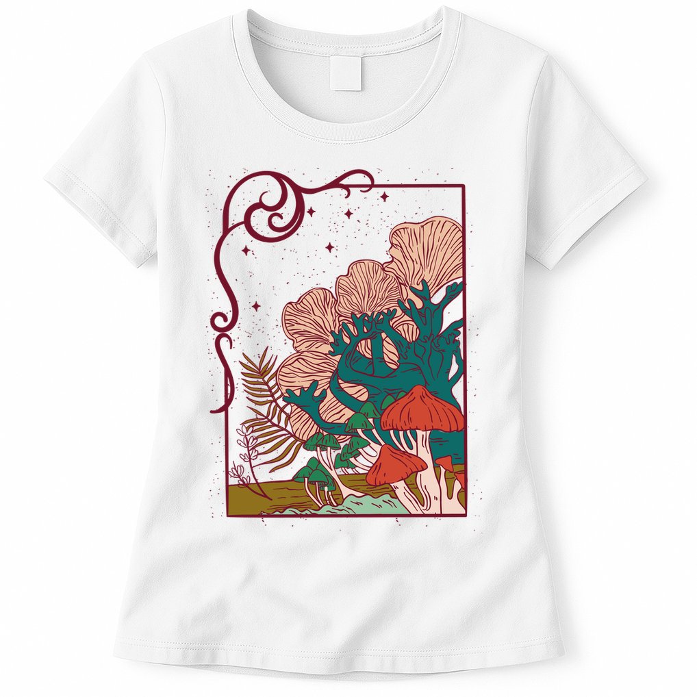 Cool Mushrooms Illustration Womens T-Shirt