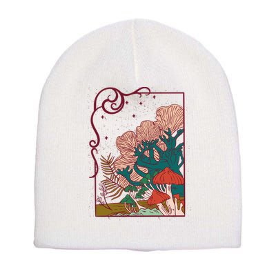 Cool Mushrooms Illustration Short Acrylic Beanie