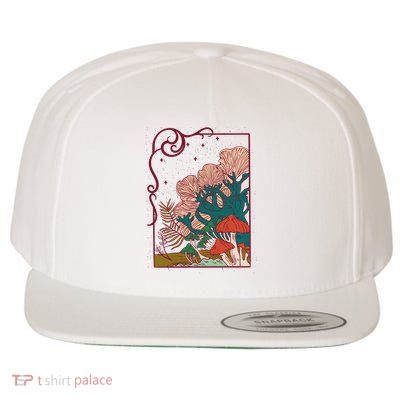 Cool Mushrooms Illustration Wool Snapback Cap