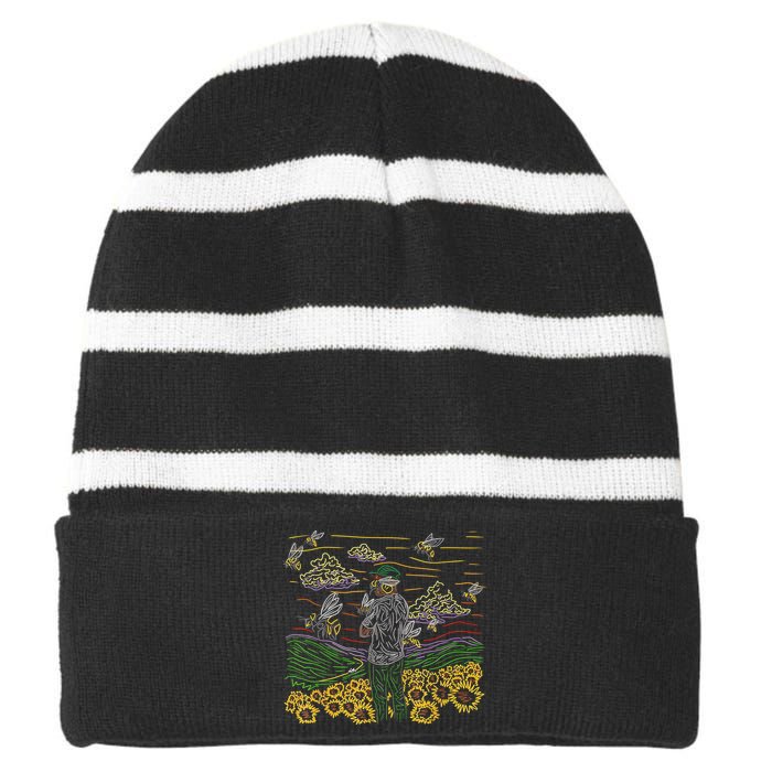 Call Me If You Get Lost Text Me When You Get Home Striped Beanie with Solid Band