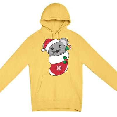 Cute Mouse In Christmas Sock For Christmas Mice Cool Gift Premium Pullover Hoodie