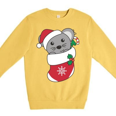 Cute Mouse In Christmas Sock For Christmas Mice Cool Gift Premium Crewneck Sweatshirt