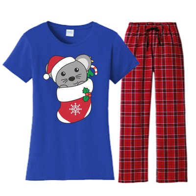 Cute Mouse In Christmas Sock For Christmas Mice Cool Gift Women's Flannel Pajama Set