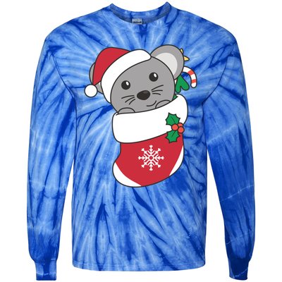 Cute Mouse In Christmas Sock For Christmas Mice Cool Gift Tie-Dye Long Sleeve Shirt