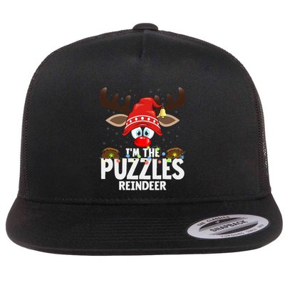 Christmas Matching IM The Puzzles Reindeer Flat Bill Trucker Hat