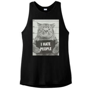 Cat Mugshot I Hate People Funny Gift Ladies PosiCharge Tri-Blend Wicking Tank