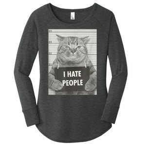 Cat Mugshot I Hate People Funny Gift Women's Perfect Tri Tunic Long Sleeve Shirt