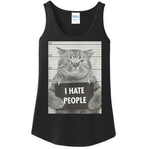 Cat Mugshot I Hate People Funny Gift Ladies Essential Tank