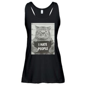 Cat Mugshot I Hate People Funny Gift Ladies Essential Flowy Tank