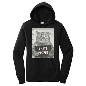 Cat Mugshot I Hate People Funny Gift Women's Pullover Hoodie