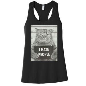 Cat Mugshot I Hate People Funny Gift Women's Racerback Tank