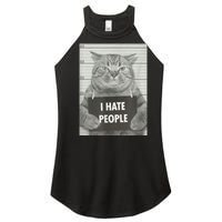 Cat Mugshot I Hate People Funny Gift Women's Perfect Tri Rocker Tank