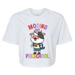 Cow Mooing Into Preschool Cute Gift Bella+Canvas Jersey Crop Tee