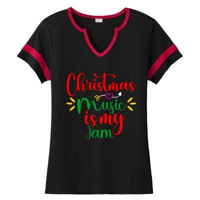 Christmas Music Is My Jam Funny Christmas Music Lover Quote Funny Gift Ladies Halftime Notch Neck Tee